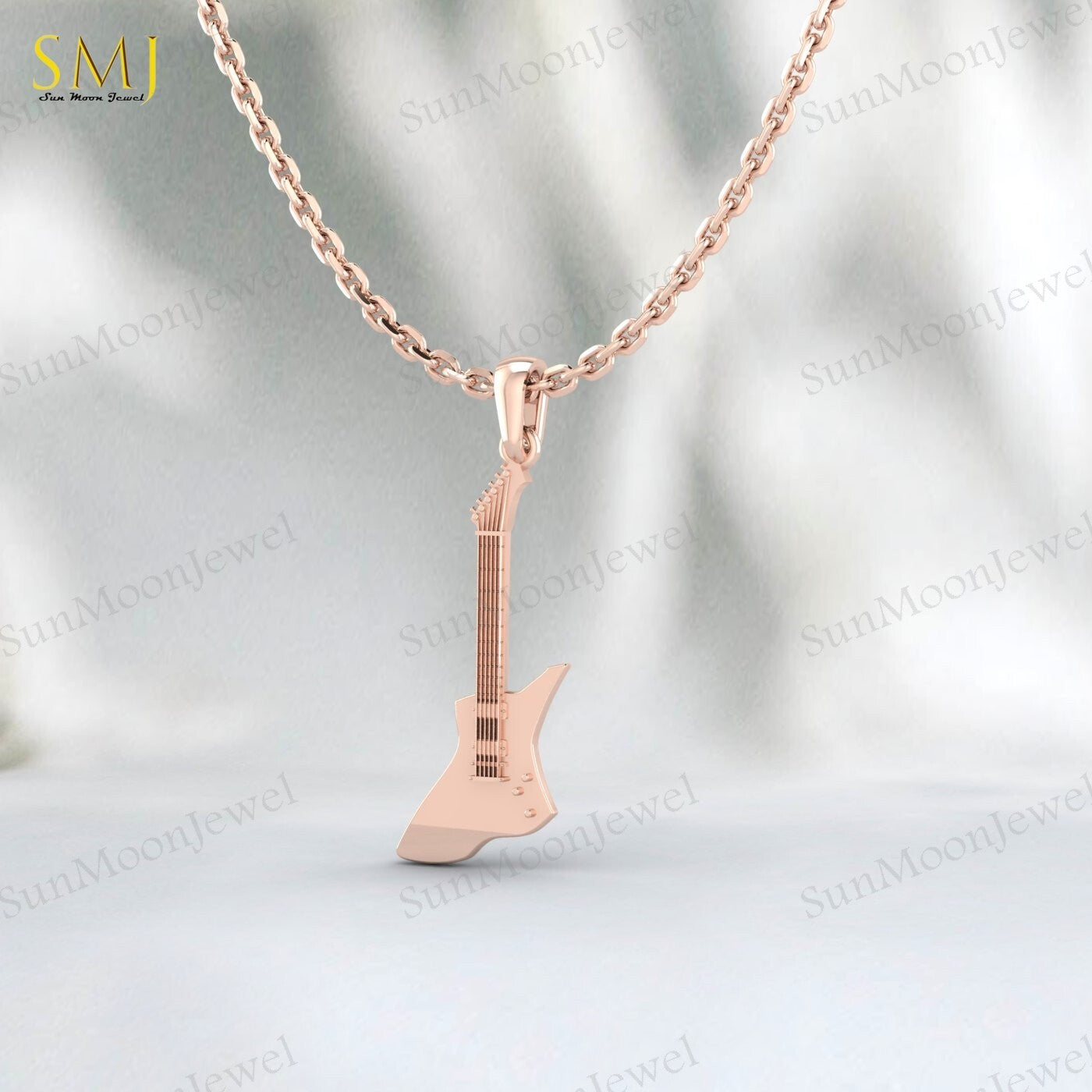 Guitar 925 Sterling Silver Pendant Guitar Lovers Necklace Pendant