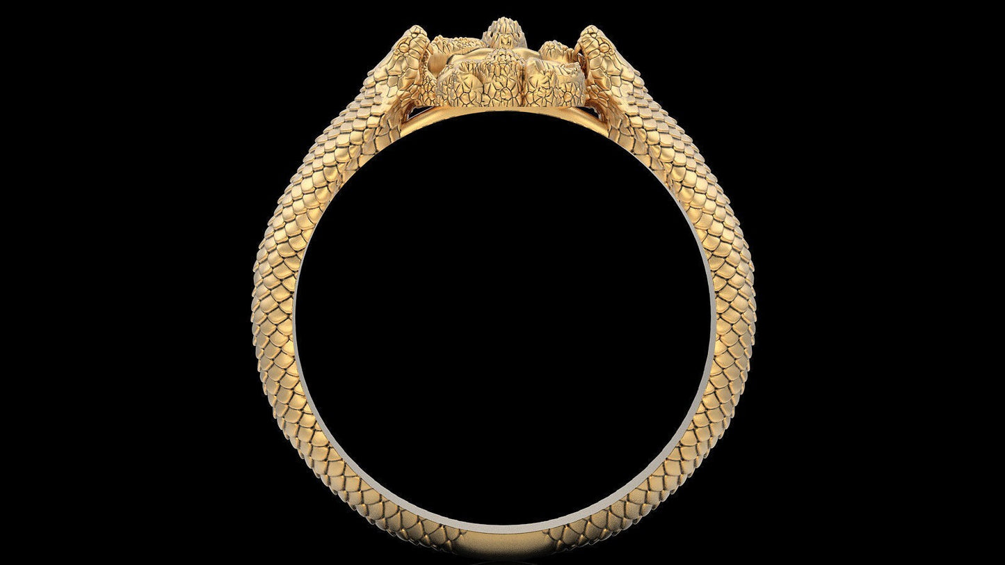 Gothic Double Snake Skull Ring Brass Handmade Punk Biker Men Retro Band US5~15