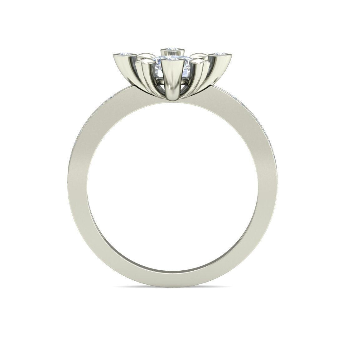 Silver Cubic Zirconia Sunflower Statement Women Engagement Ring CZ Ring Us5~ 15