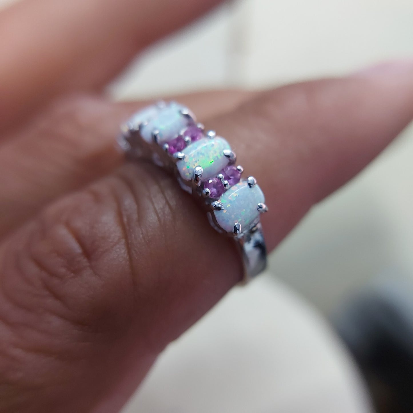Eternity Opal Ruby Ring Silver Fire Opal Handmade Engagement Gift Ring Us5~15