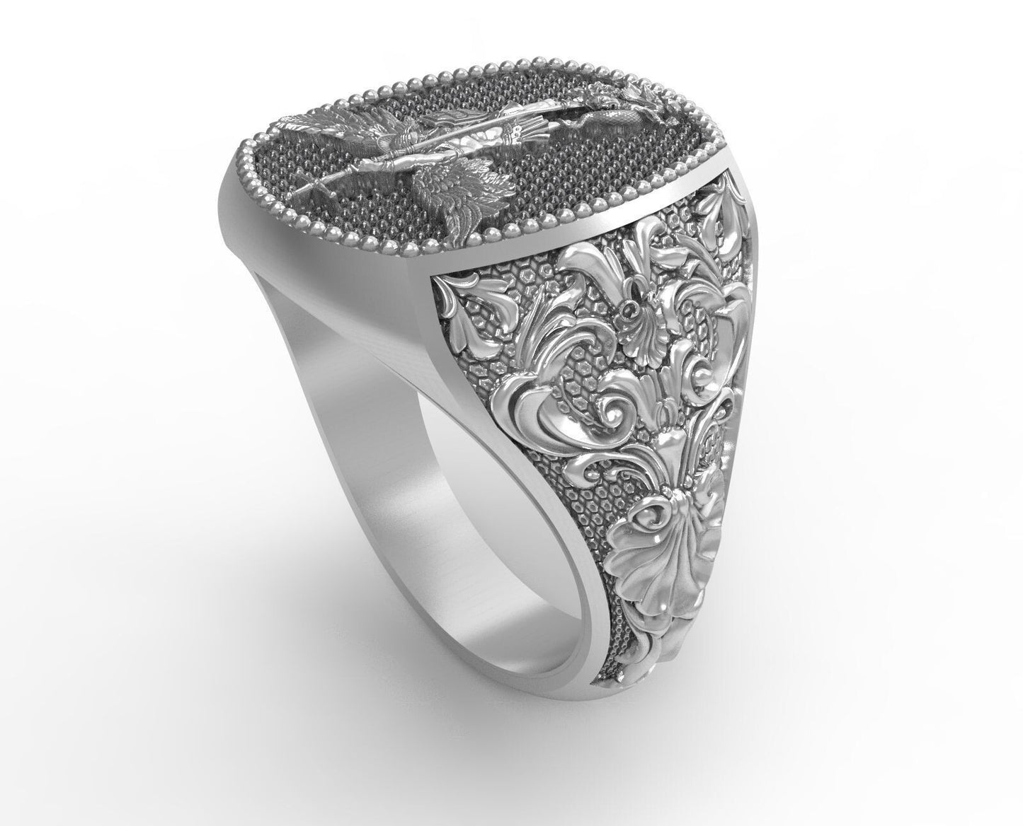 925 Sterling Silver Catholic St Michael Archangel Ring Michael Archangel Us7~ 15