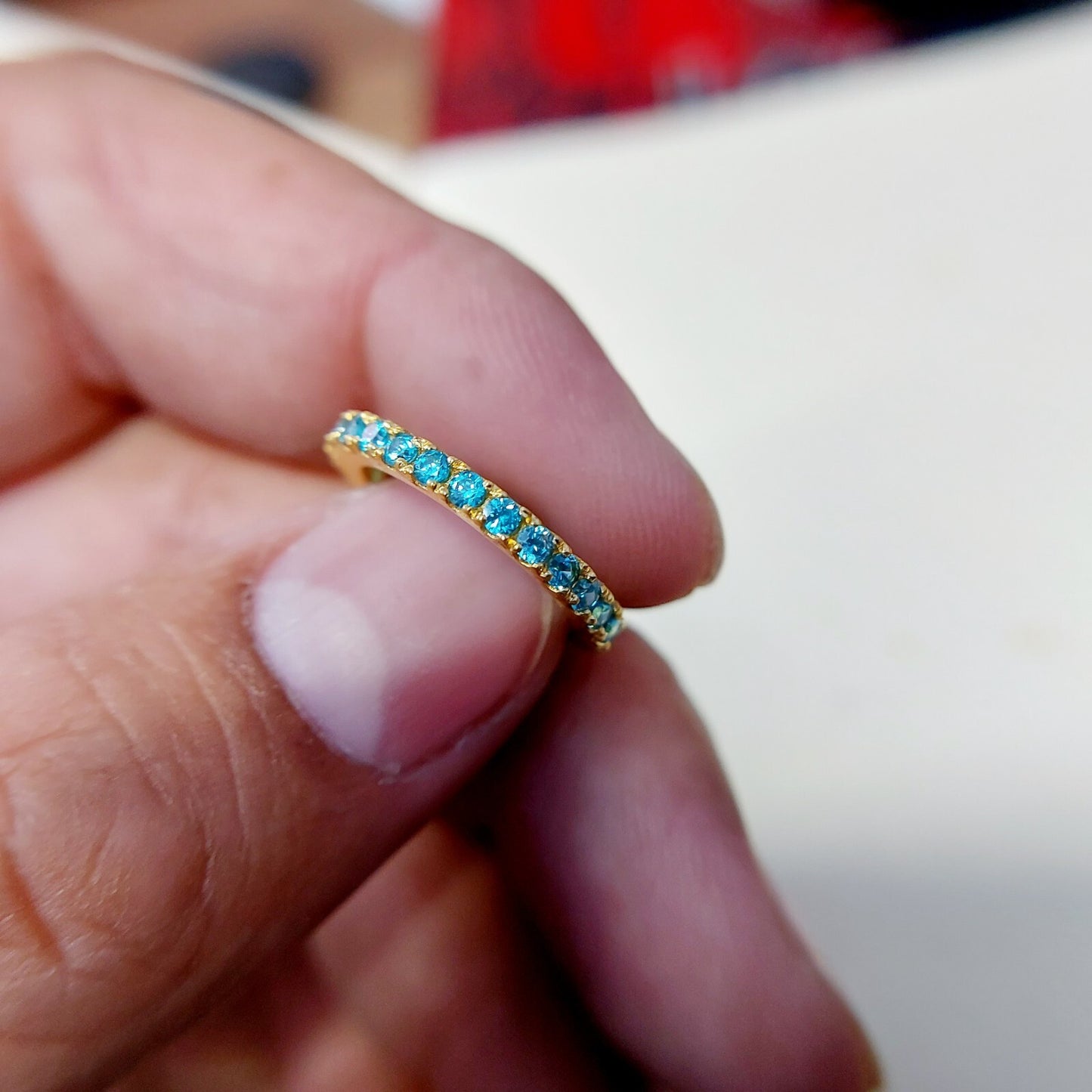 Natural Blue Topaz Ring Gemstone Wedding Eternity Band 925 Silver Jewelry Us5~15