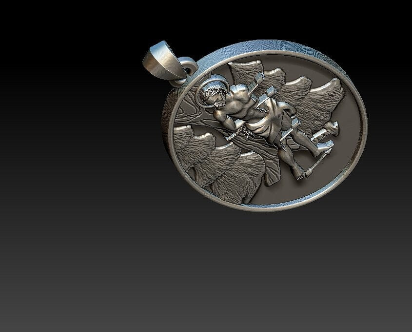 Silver Saint Sebastian Medal Pendant Swimming Athlete Necklace Gift Women US5-15