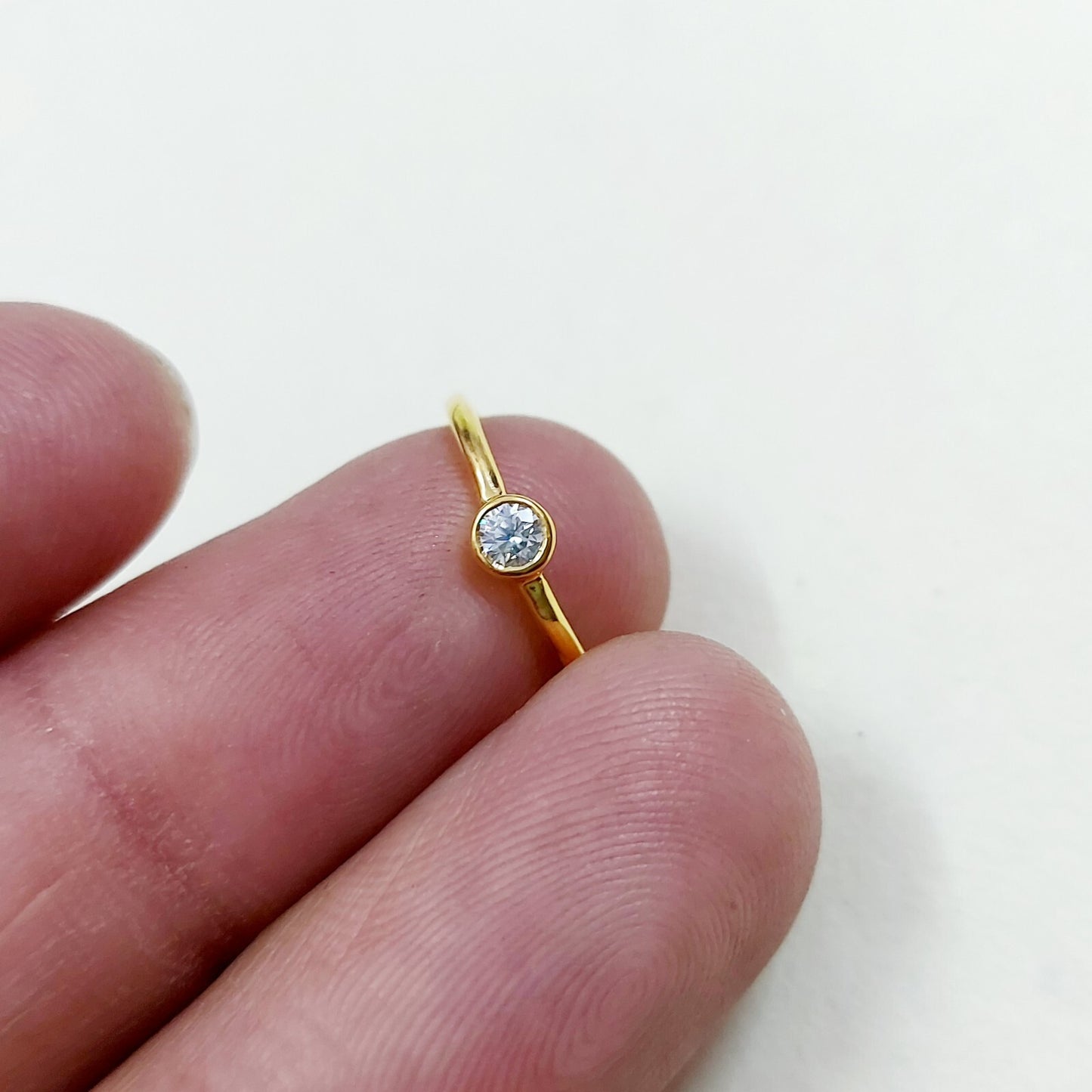 Solitaire Moissanite Ring Silver Minimalist Simple Engagement Ring Gift US5 ~15