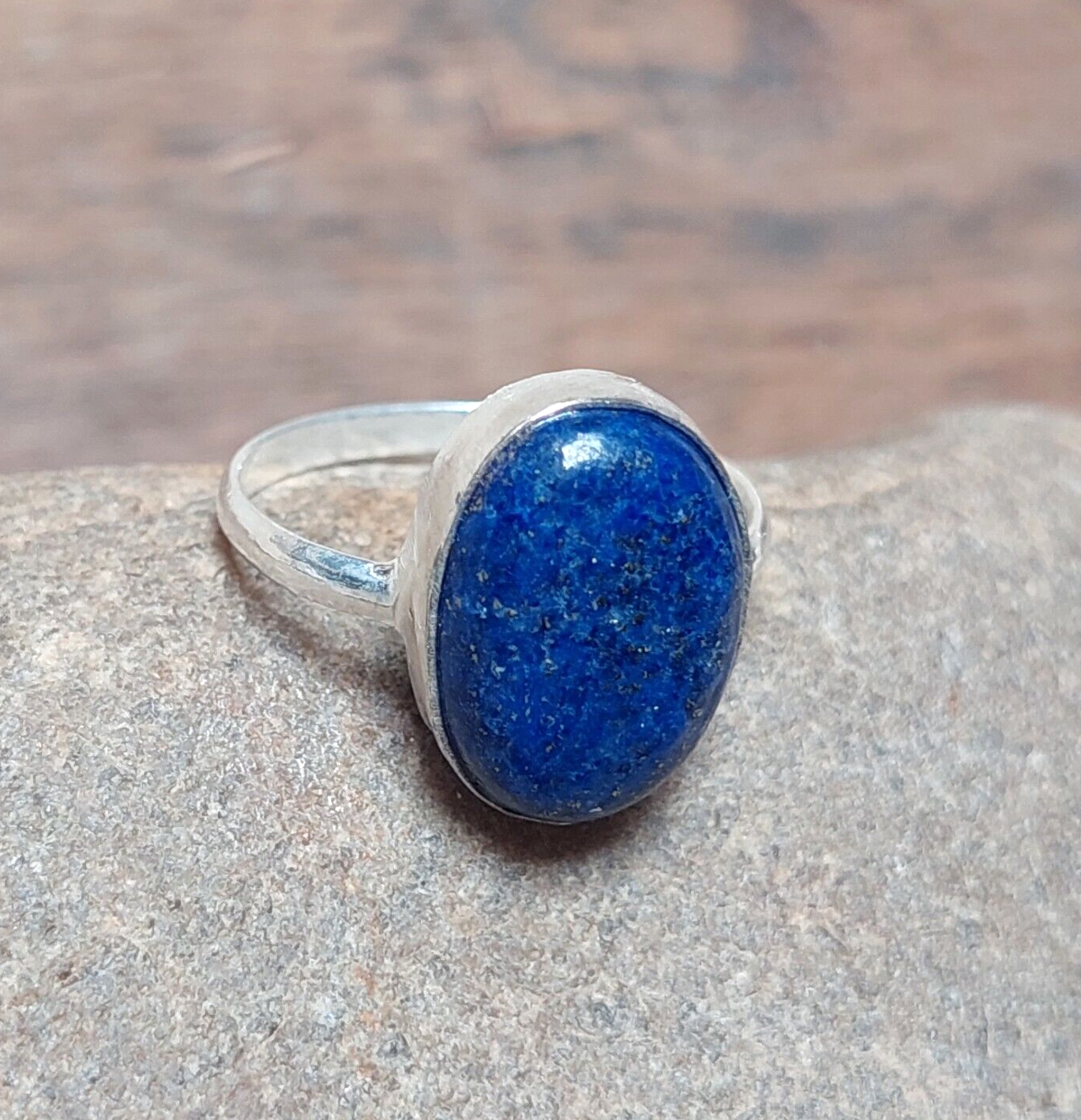 925 Silver Natural Blue Lazuli Lapis Ring Gemstone Handmade Unisex Ring
