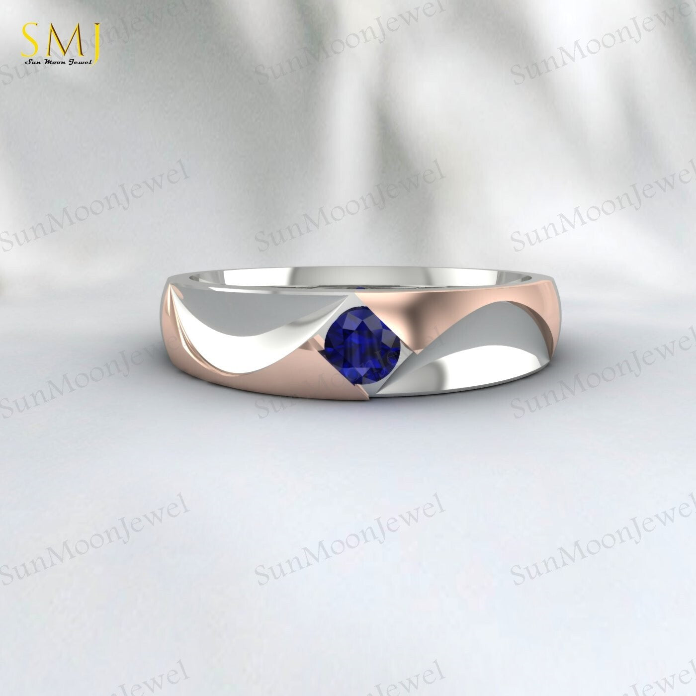 Two Tone Engagement Rings For Couples Lab Created Blue Sapphire Rings 925 Silver