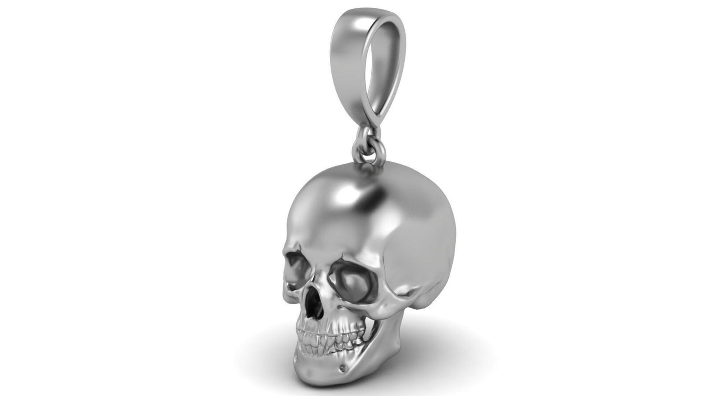 Silver Laughing Skull Pendant Skull Head Necklace Unique Gift For Family Friend