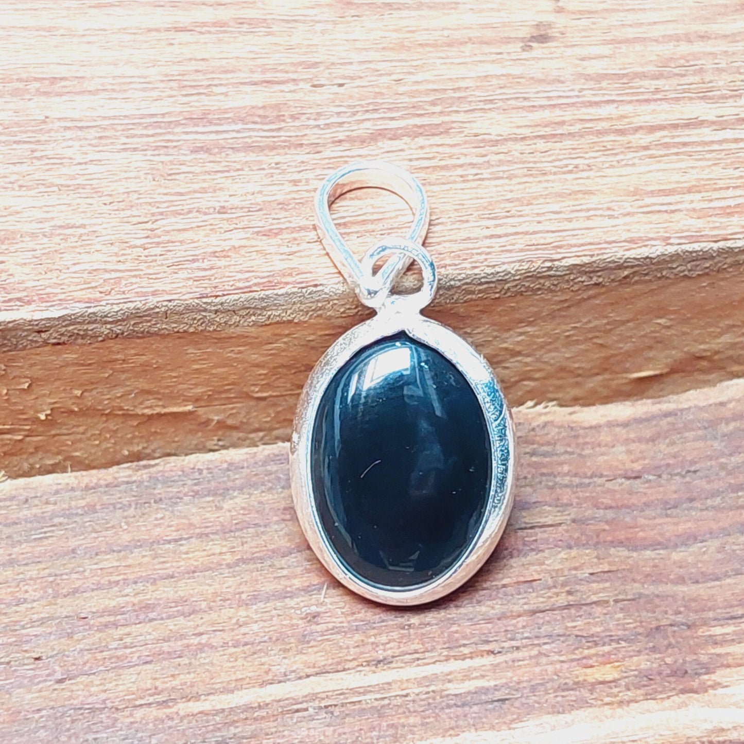 Ovel Black Onyx Pendant,925 Sterling Silver Black Gemstone Pendant Gift For Her