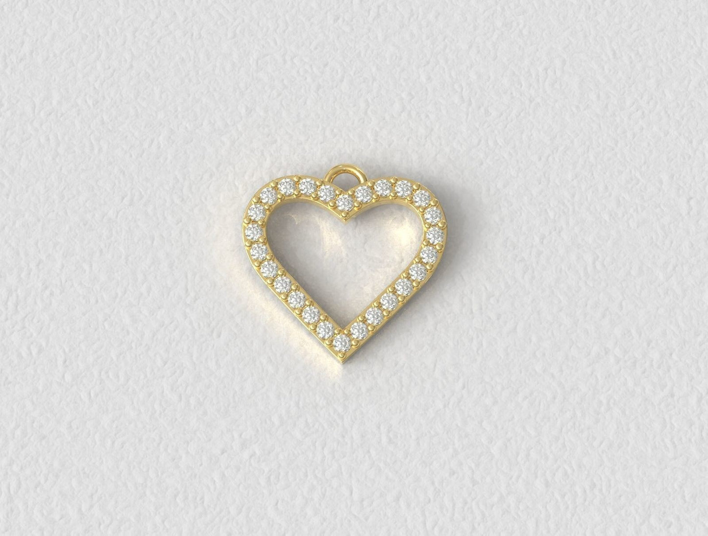 Round Cut Cubic Zirconia Diamond Heart Pendant Necklace For Women Yellow Brass