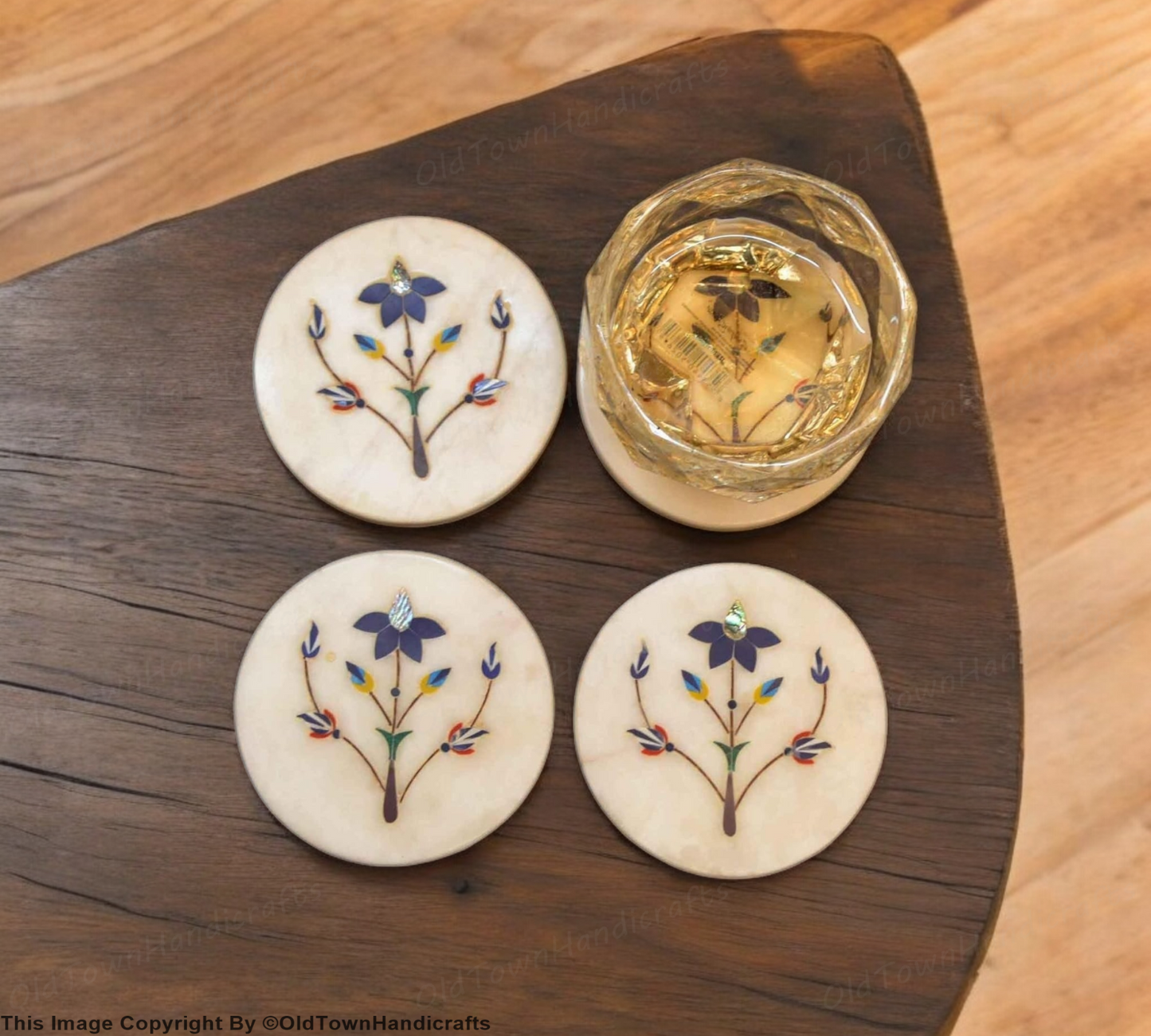 Handcrafted Marble Coasters Set of 4 Designer Tableware for Home & Office