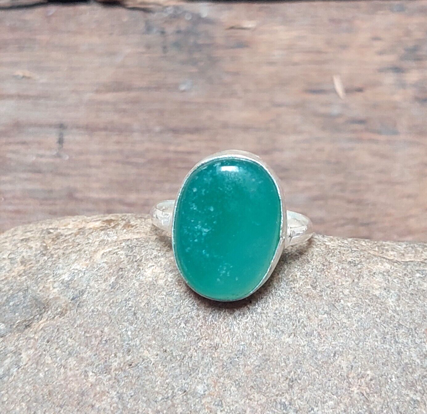 Vintage Green Onyx Solitaire Ring,Green Stone Ring,925 Sterling Silver Ring