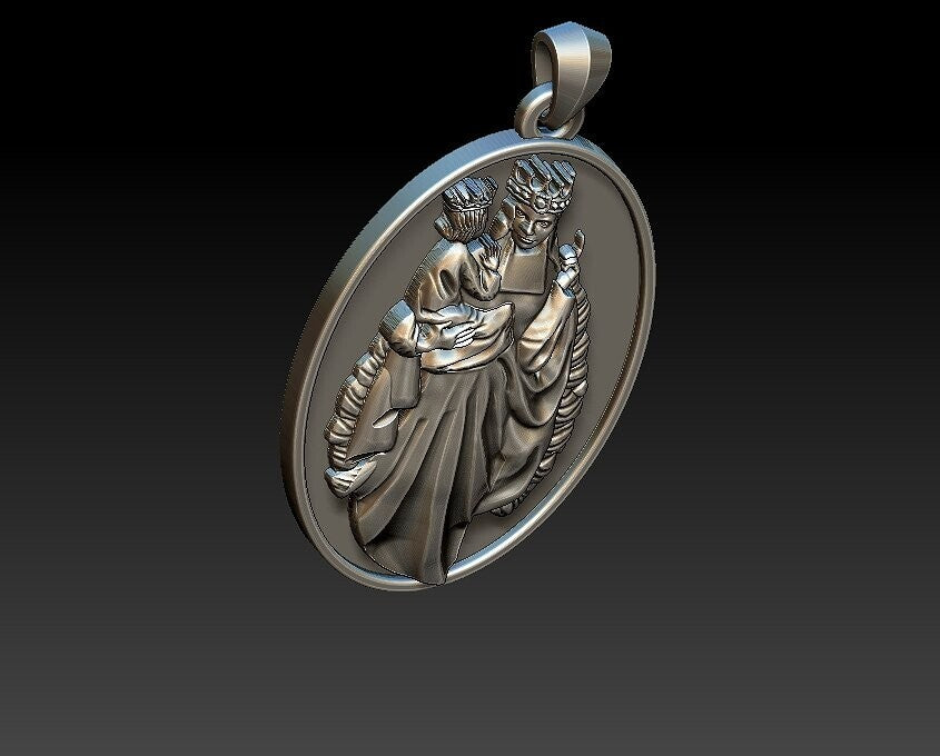 Saint Ann Medal Pendant Necklace Silver Catholic Prayer Gift US5~15 Religious