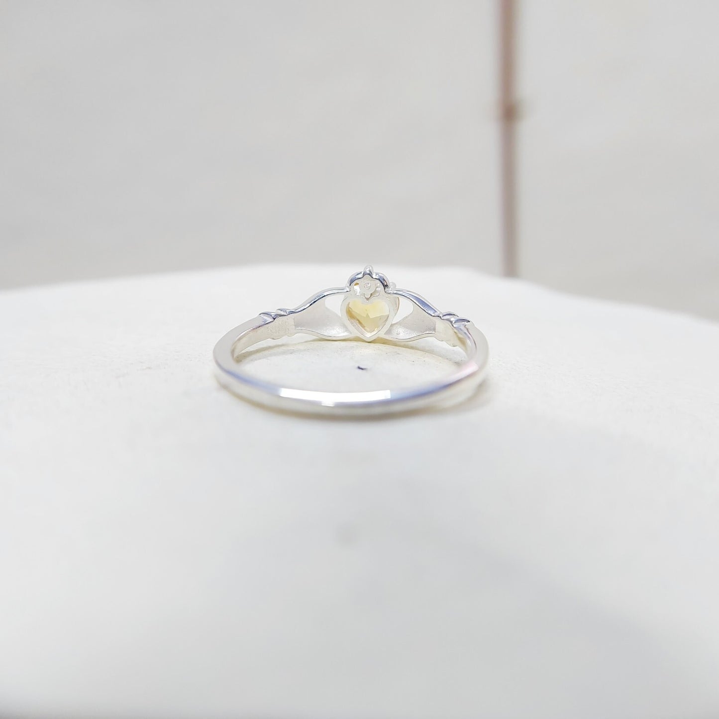 Claddagh Heart Citrine Ring Simulated Birthstone Women Silver Ring Gift Us5~ 15