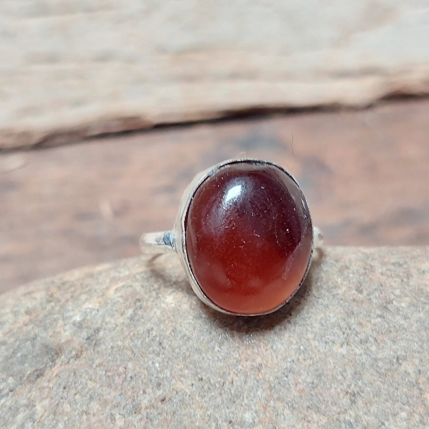 Natural Brown Slice Agate Ring,best gift 925 Sterling Silver Agate Jewelry