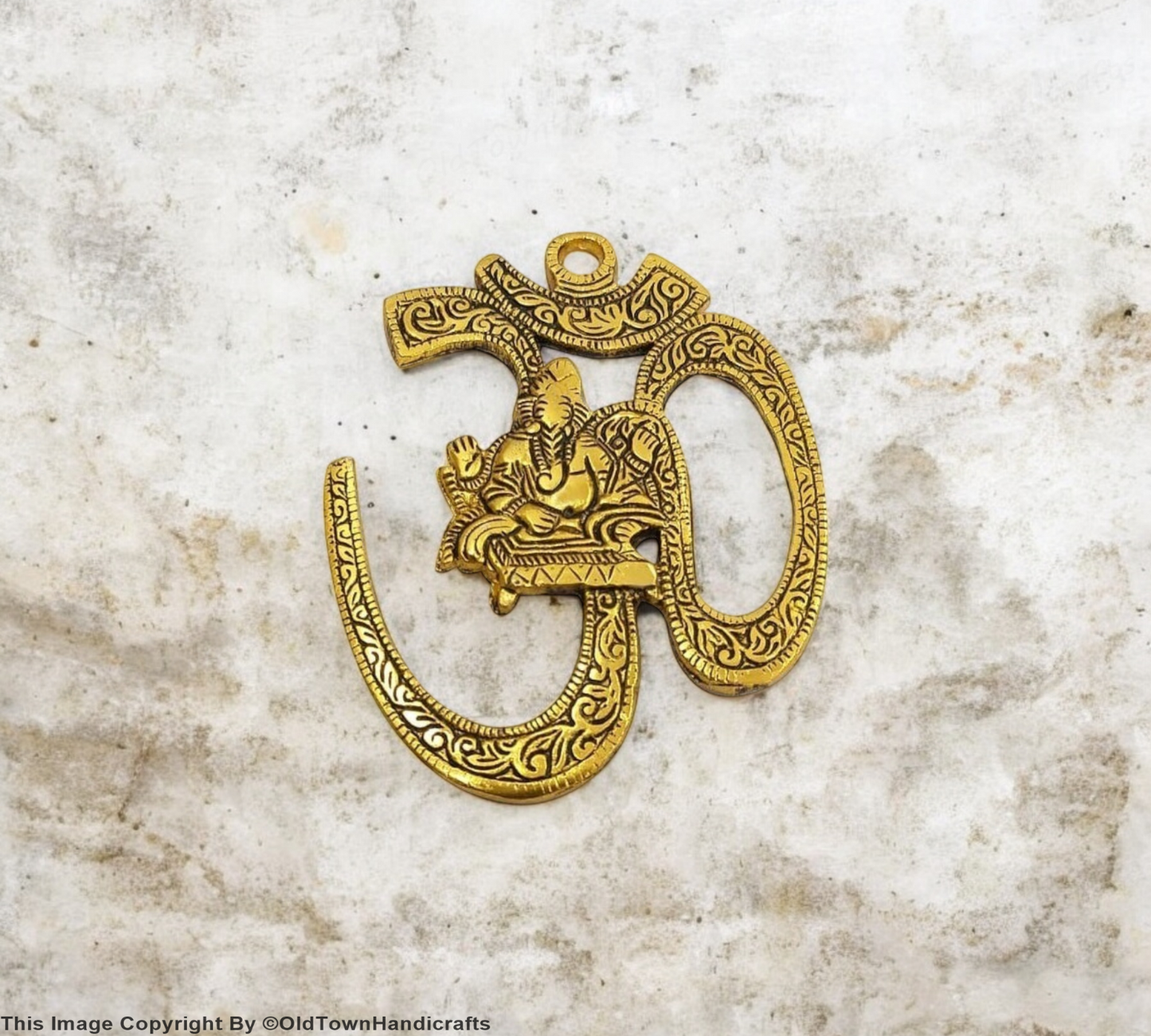 Brass Om Ganesha Wall Hanging Handmade Spiritual Wall Decor for Home Office Gift