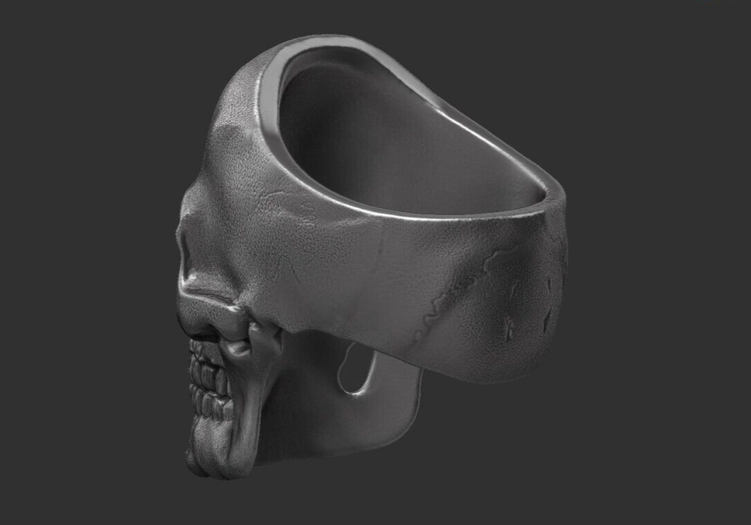 Flongo Silver Men Punk Gothic Skull Head Biker Ring Women Band Us5~ 15 Unisex