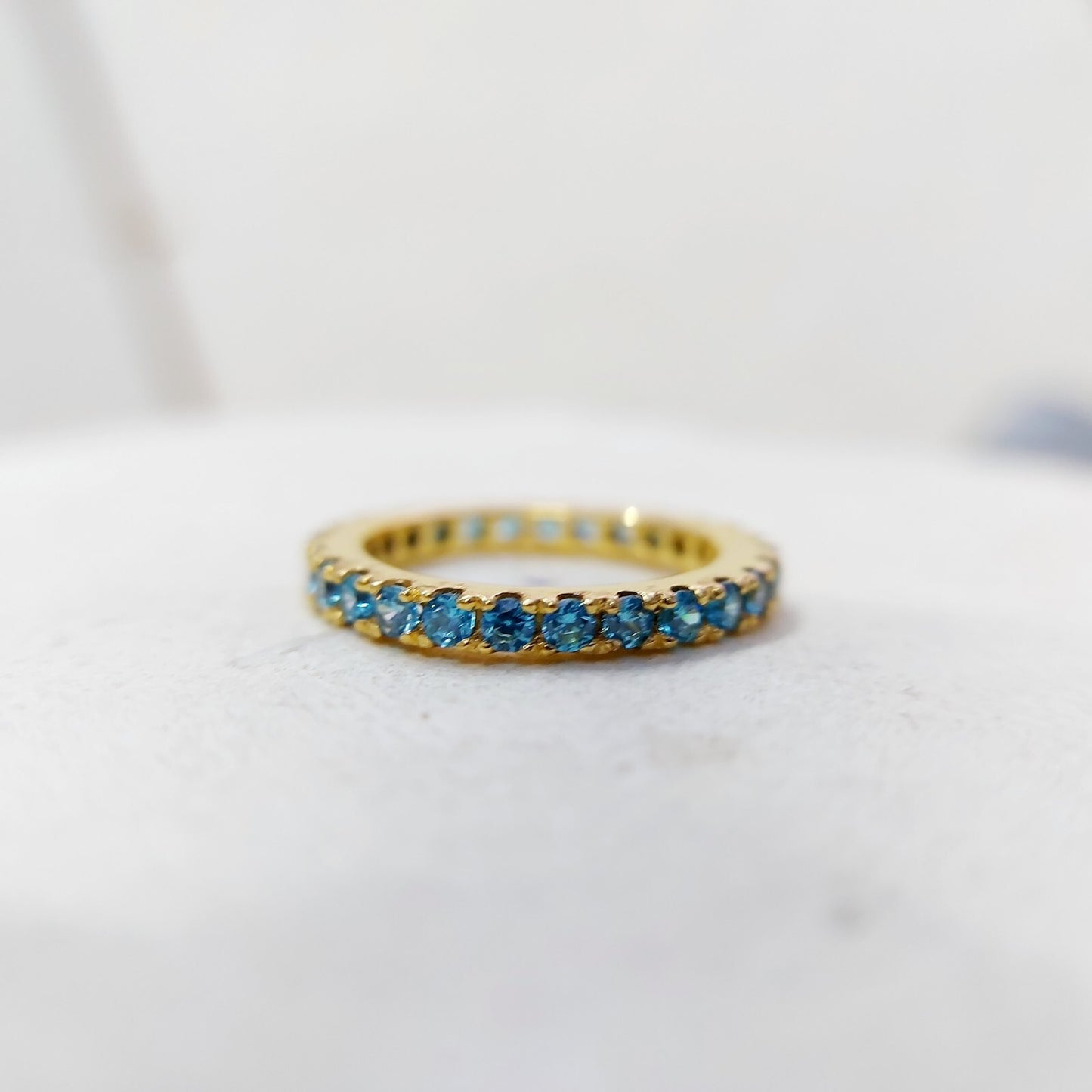 Natural Blue Topaz Ring Gemstone Wedding Eternity Band 925 Silver Jewelry Us5~15