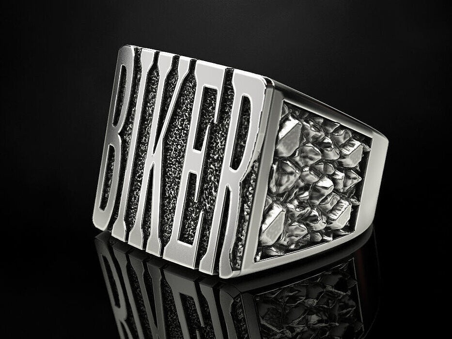 925 Silver Gothic Biker Ring Punk Number Signet Ring US5~15 Cool Gift for Him