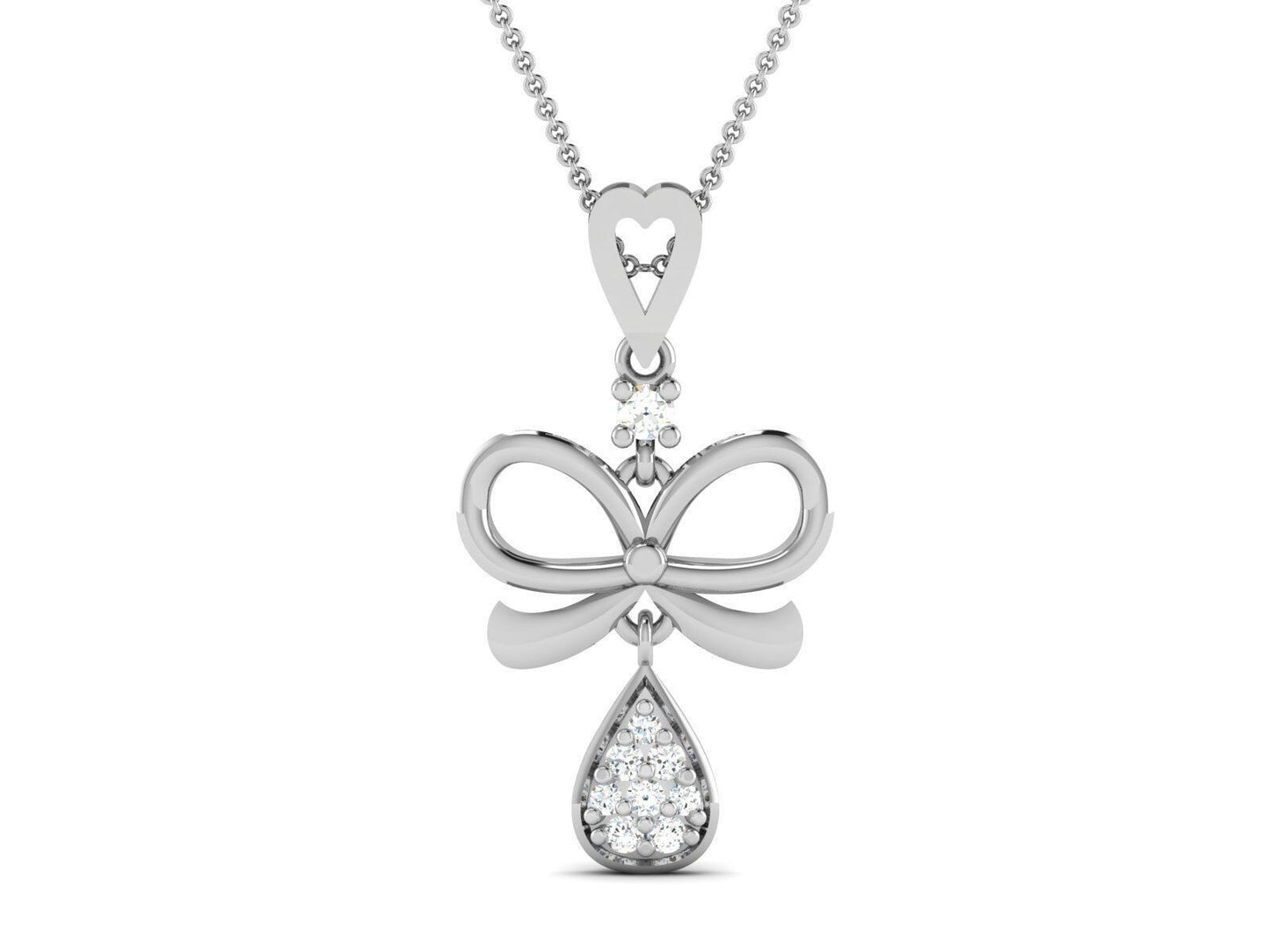 Silver Face Pendant Love Necklace CZ Design For Women Valentine Day Jewelry Gift