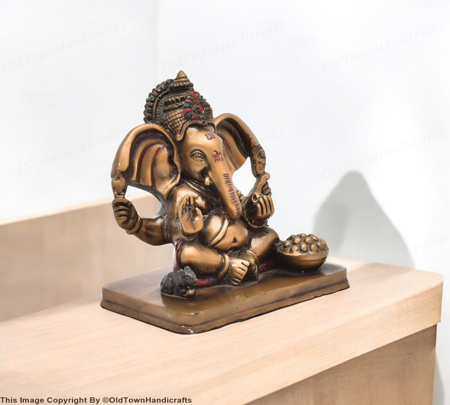 Handcrafted Ganesh Ji Murti 5x4 Inch Polyresin Idol for Home & Car Dashboard
