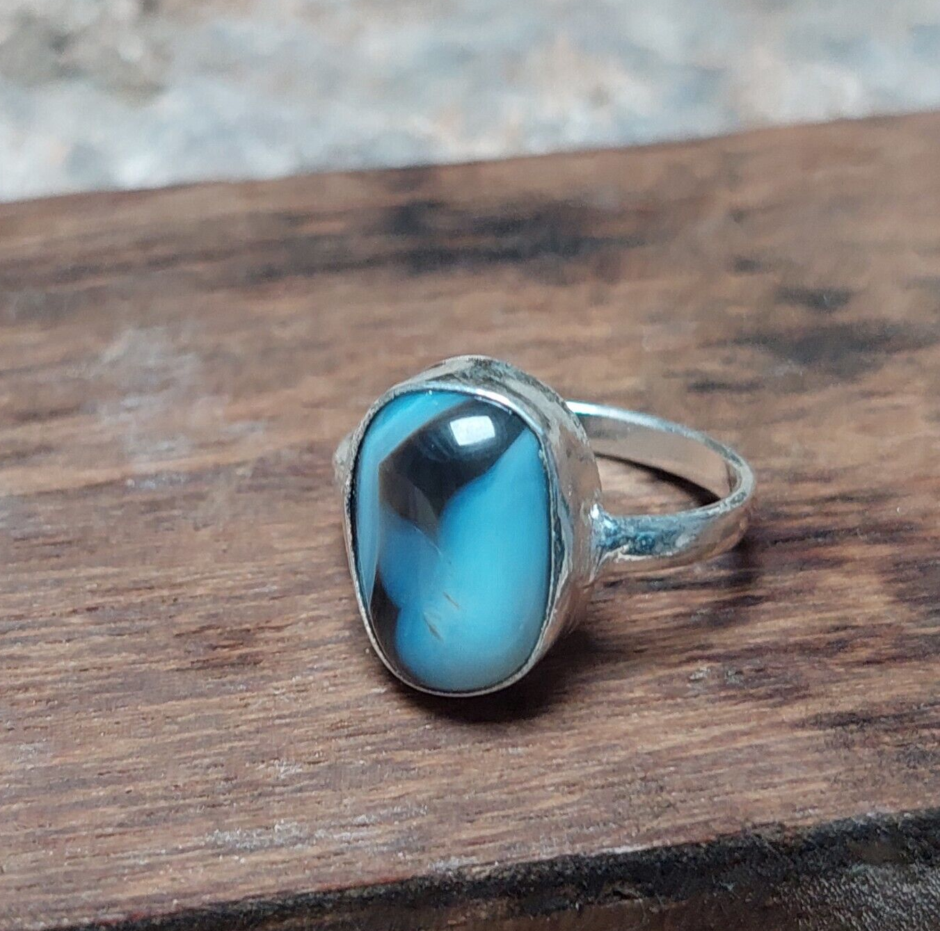 White Banded Agate Gemstone Handmade Ring 925 Sterling Silver Jewelry For Her