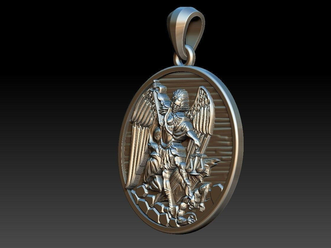 925 Sterling Silver Archangel Saint St Michael Medal Shield Pendant Necklace