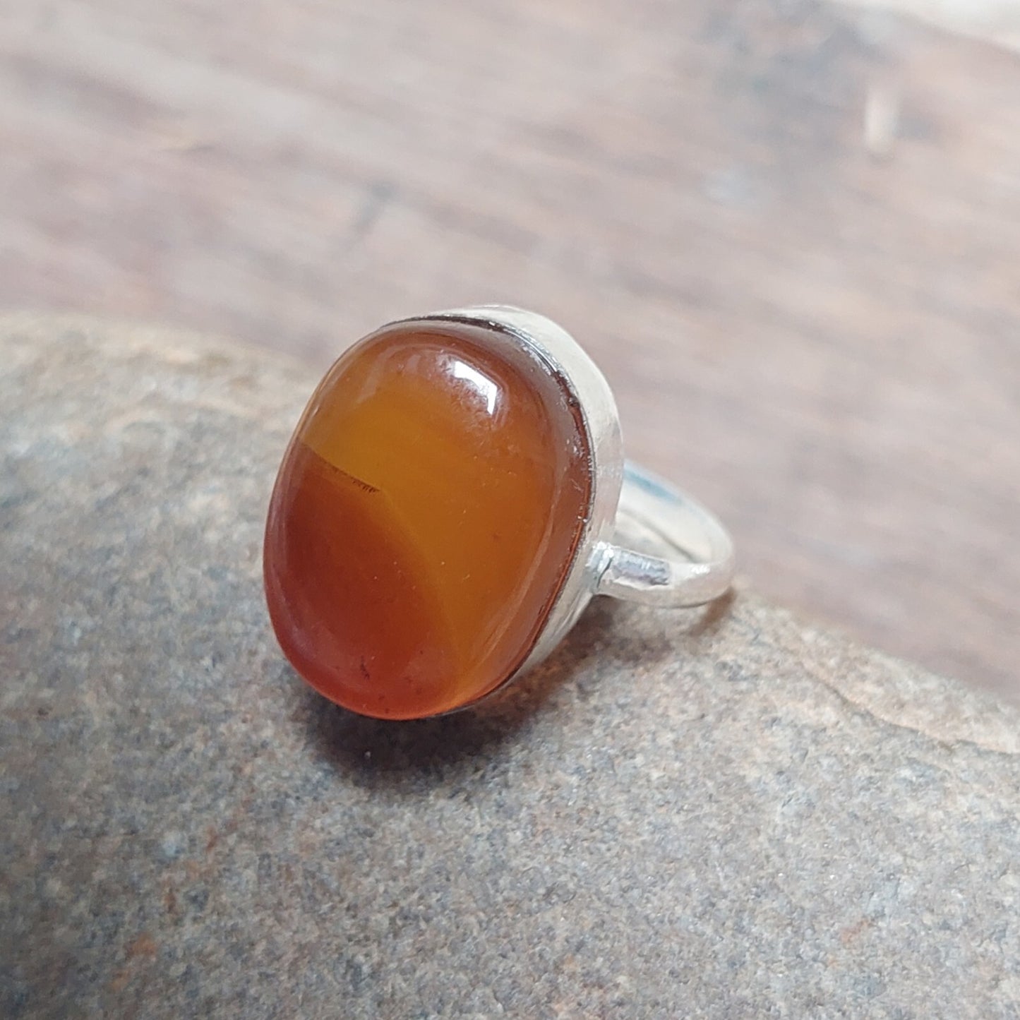 Brown Banded Agate Silver Ring, 925 Sterling Silver Ring For Women,Boho Ring