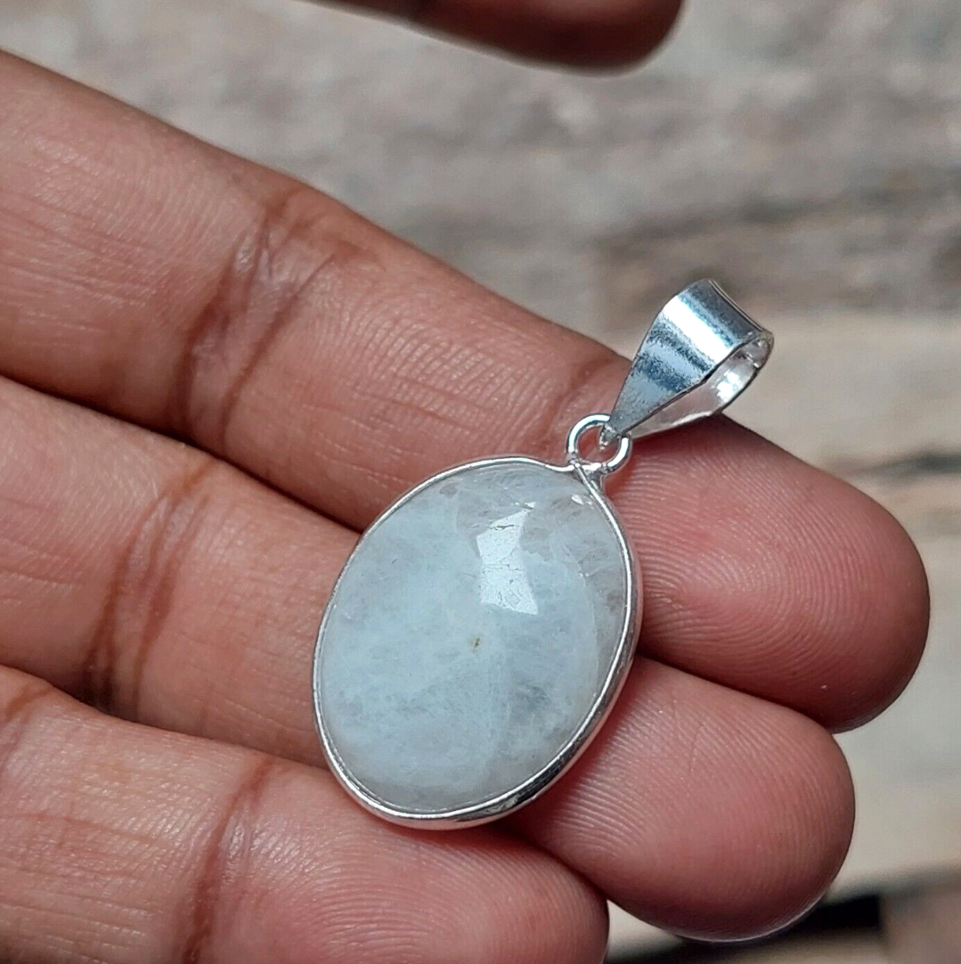 White Slice Agate Pendant / White Agate Jewelry 925 Sterling Silver Pendant