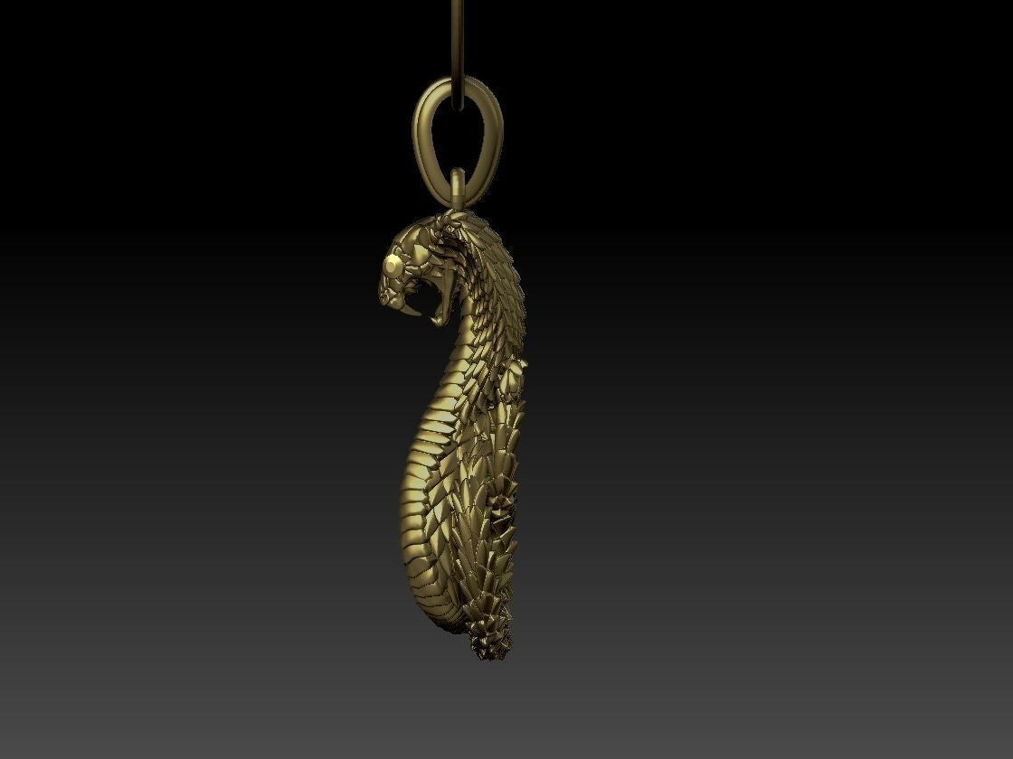 Cobra Brass Pendant Snake Brass Necklace Serpent Jewelry Gift Cobra Necklace