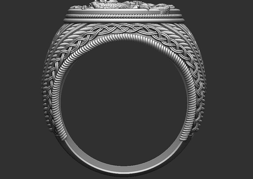 Saint George Dragon Ring 925 Silver Biker Signet Ring US5~15 Bold Statement Ring