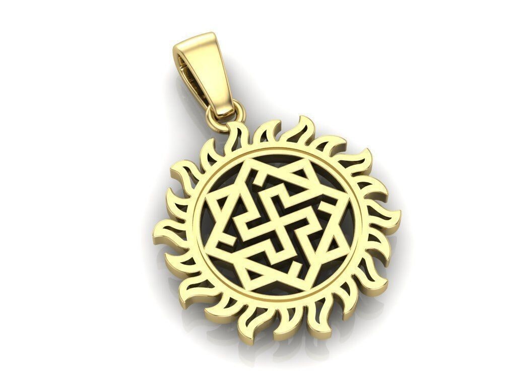 Buddhist Swastika Pendant Brass Necklace Spiritual Hindu Sacred Geometry Amulet