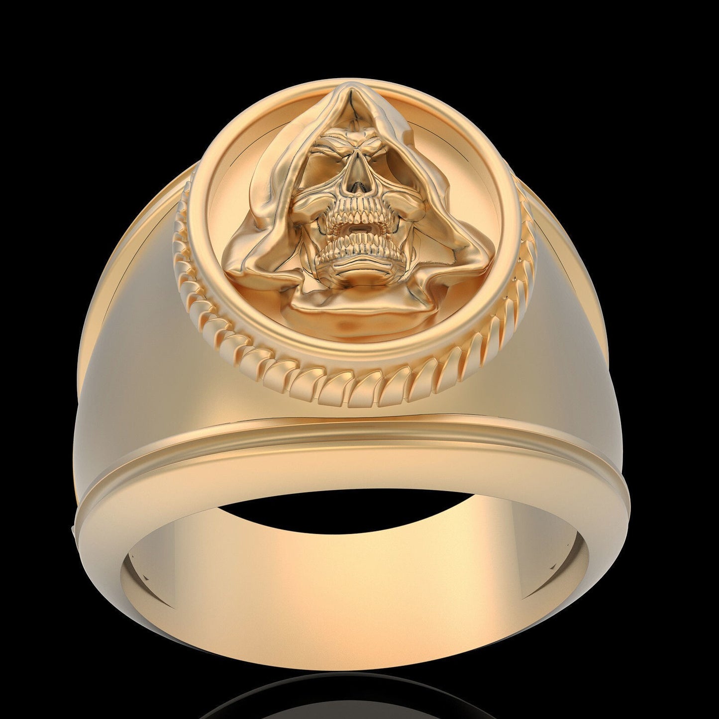 Gothic Men Hooded Skull Santa Muerte Ring Brass Punk Retro Biker Ring Us5~ 15