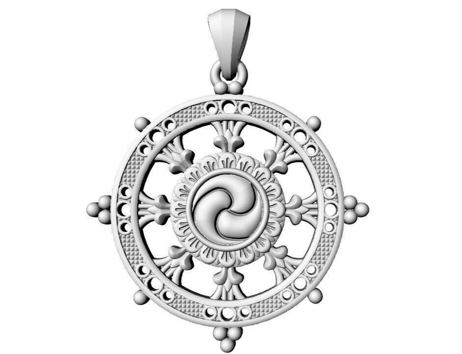 Silver Ship Helm Wheel Charm Pendant Nautical Necklace Handmade Gift Men Women