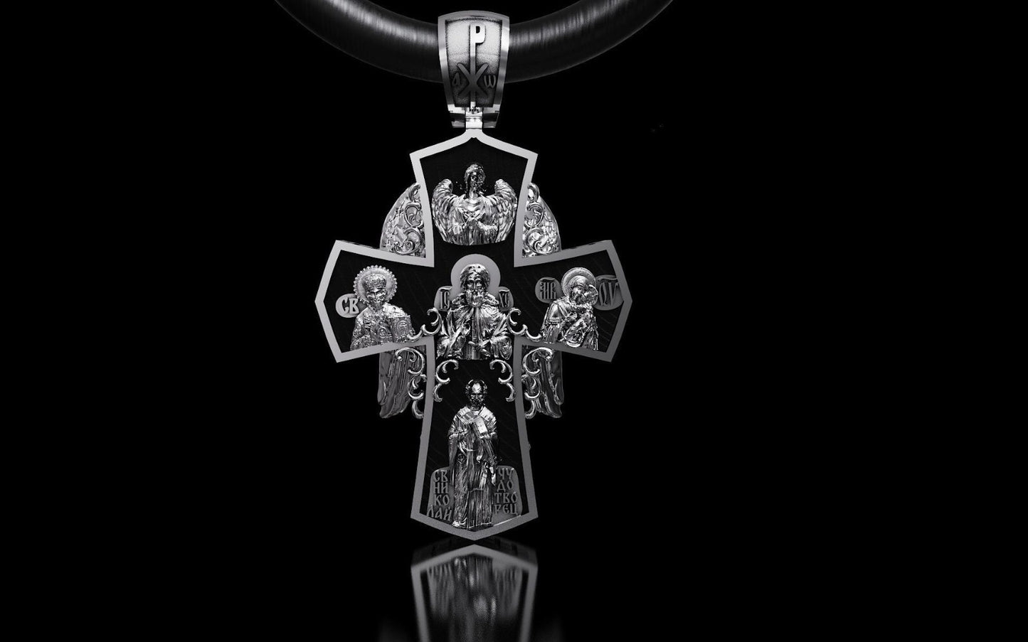 Saint Michael Archangel Cross Pendant Necklace Wings Gift For Men Women Necklace