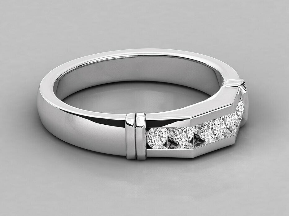 925 Silver CZ Channel Set Eternity Band Ring Men Round Cut Wedding Ring US5-15
