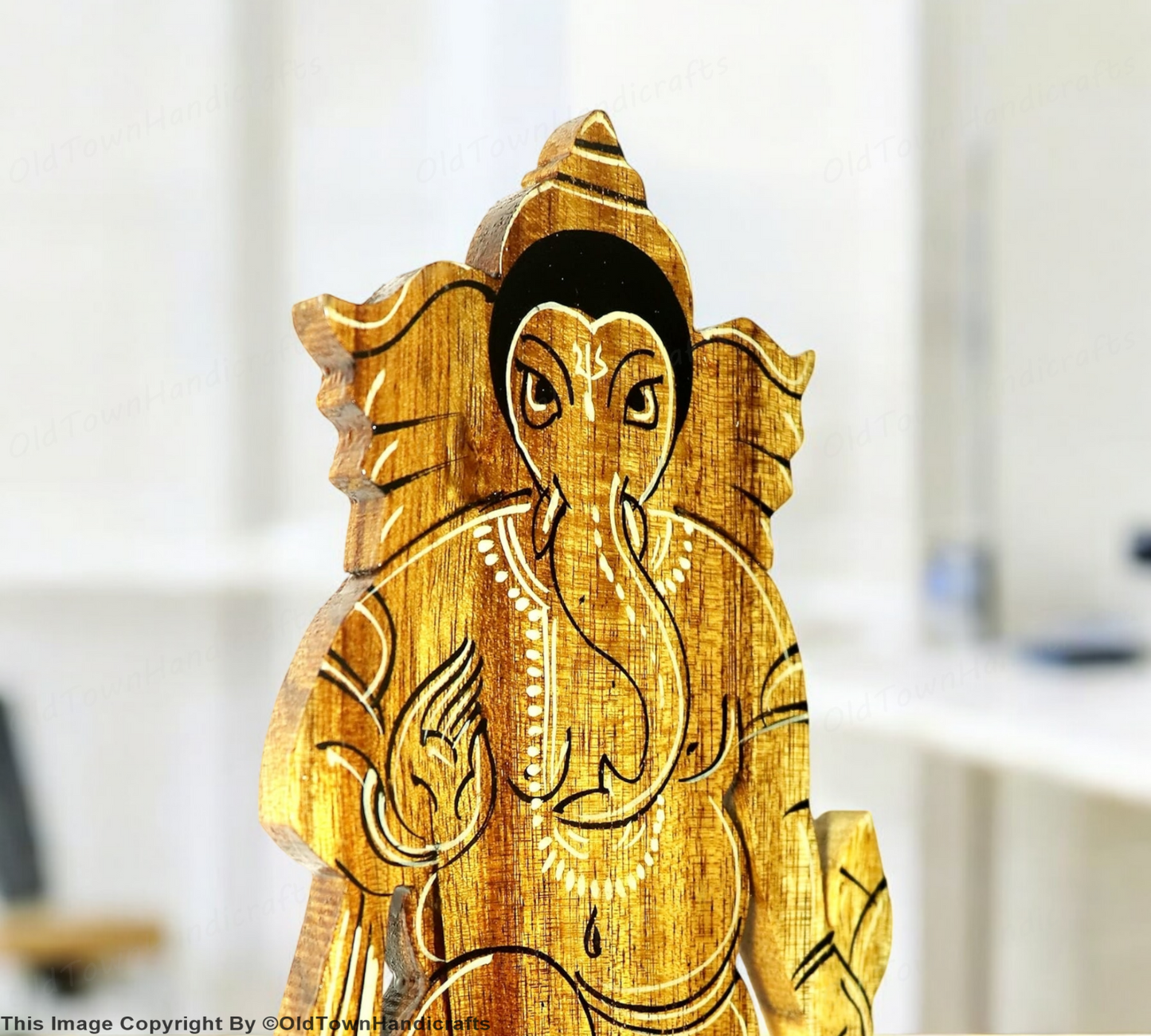 Wooden Ganesh Handicraft Showpiece Ganesha Hand Carved Table Decor Gift For Him