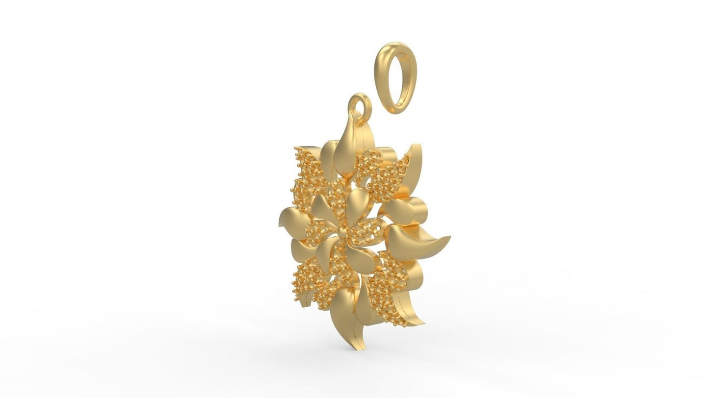 Brass Flower Round Circle Yoga Pendant Necklace Daisy Plumeria Charm Women Gift