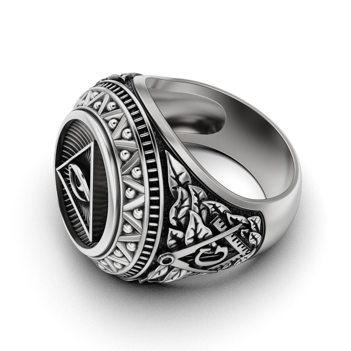 Silver Masonic Ring US5-15 Eye of Providence Freemason Ring Gift For Women Men