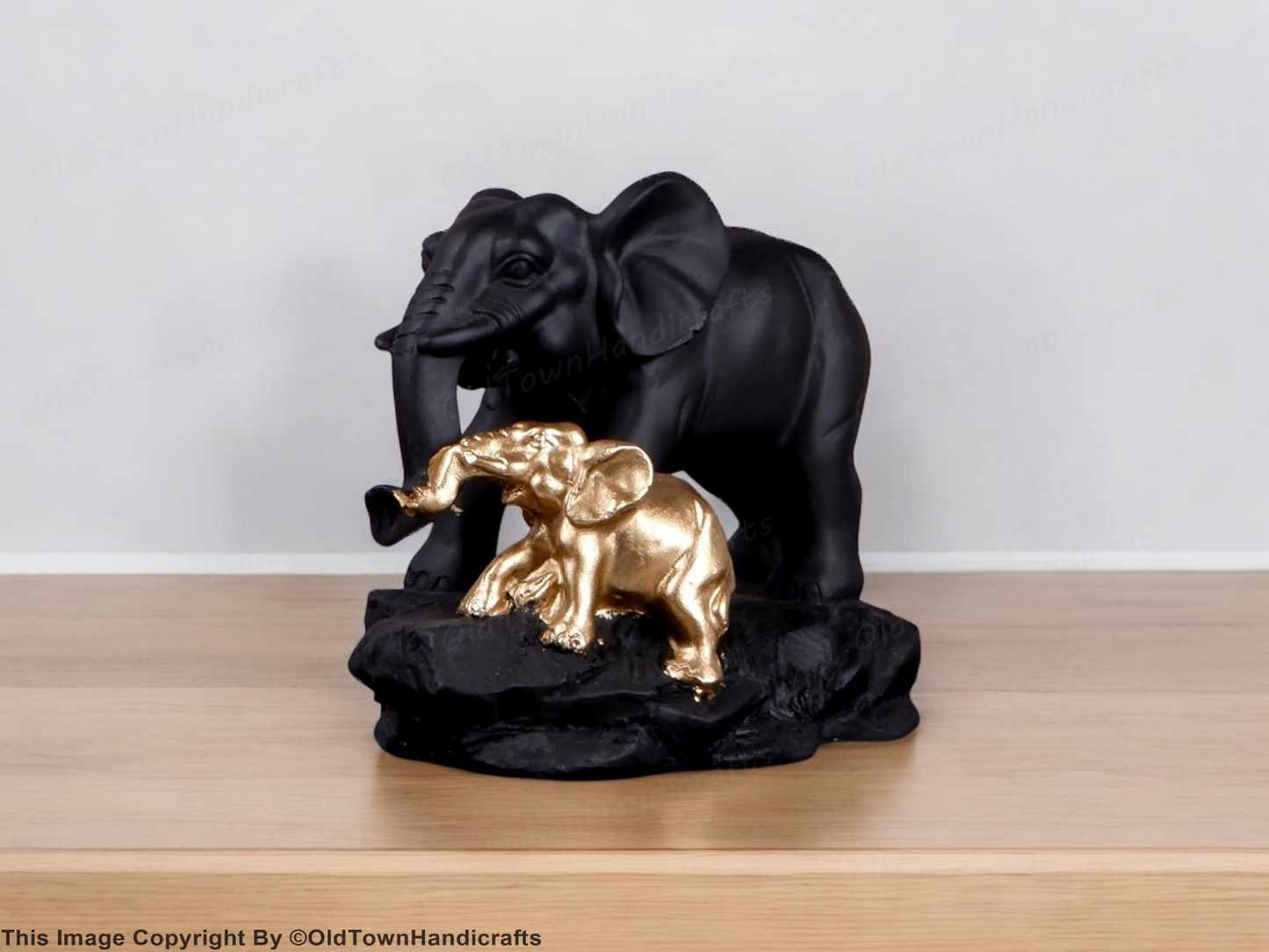 Elephant and Precious Calf Showpiece Guardian of Generations Elephant Home Decor