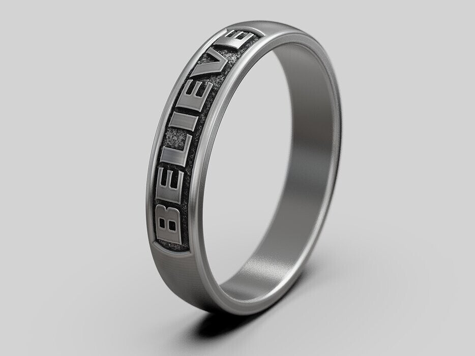Silver Believe Band US7~15 Handmade Ring Women Men Jewelry Gift Believe Ring