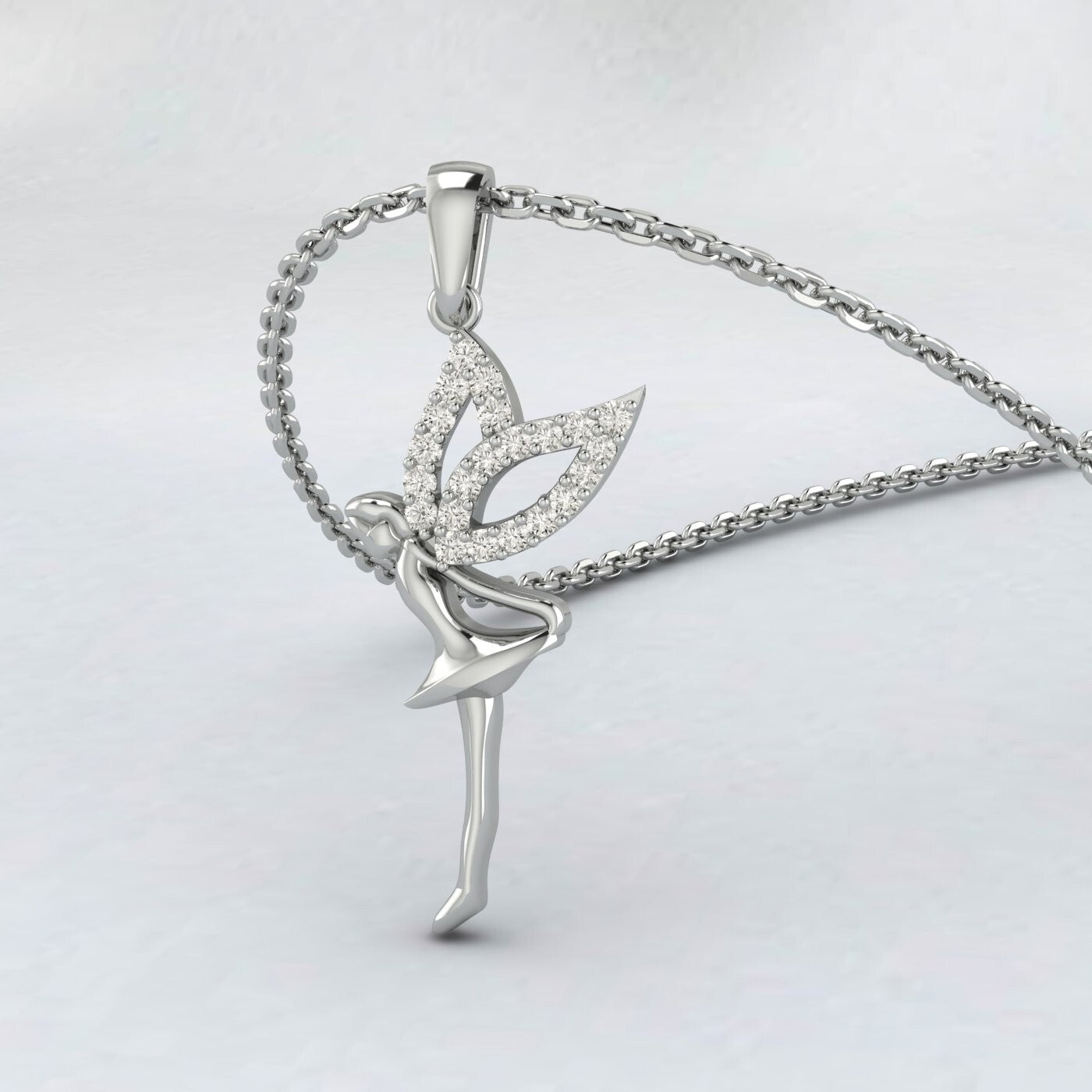 925 Silver Ballerina Pendant Angel Charm Micro Pave Diamond Pendant Dainty