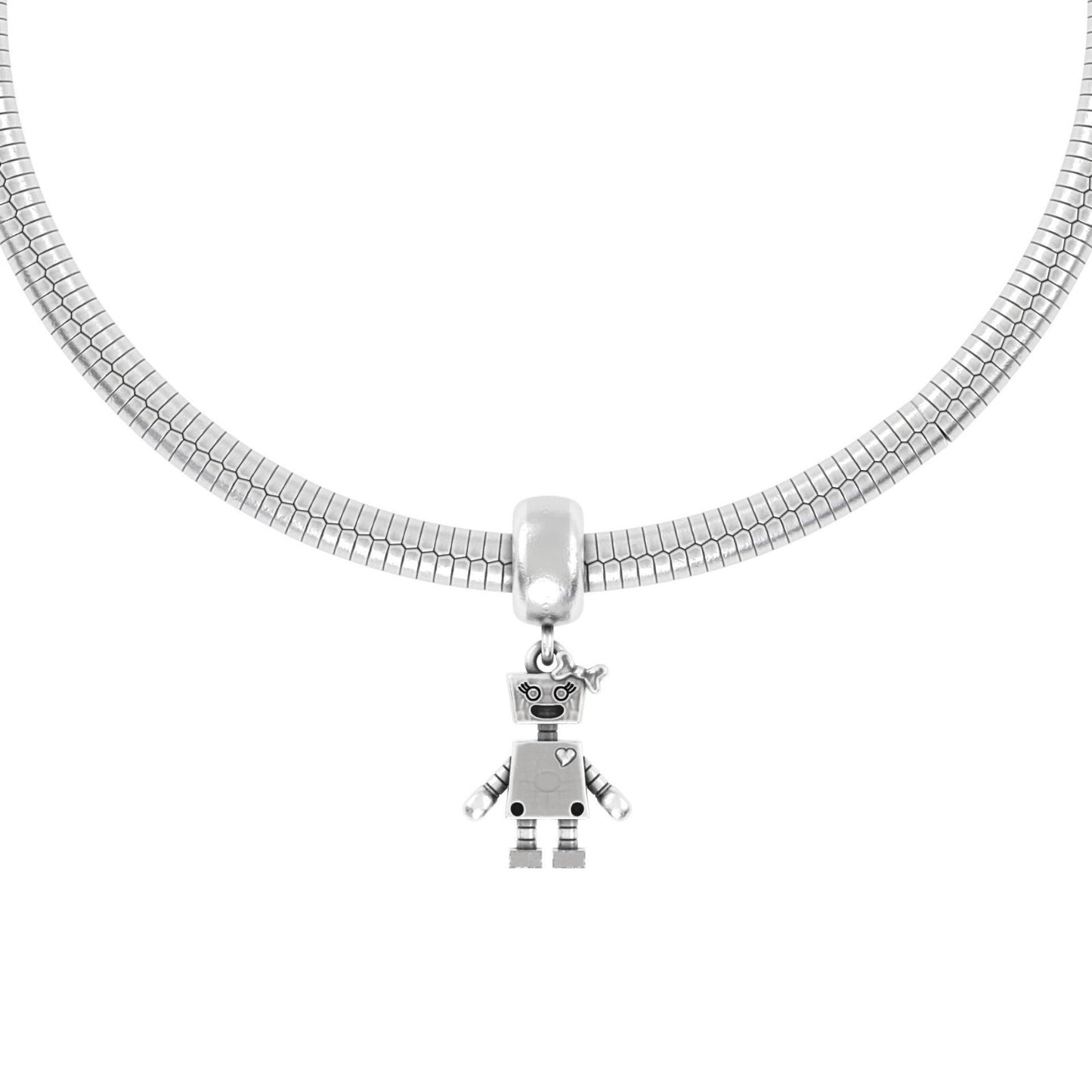 925 Sterling Silver Robot Pendant Necklace Robot Charm Handmade Jewelry Women