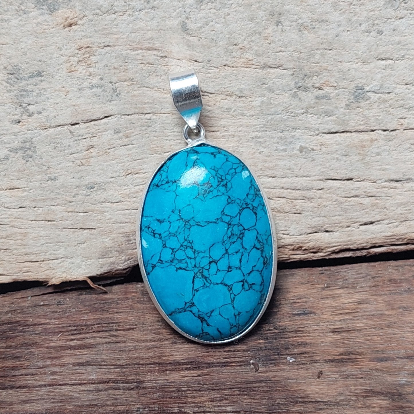 Oval Turquoise Pendant,Turquoise Necklace 925 Sterling Silver Wedding Pendant