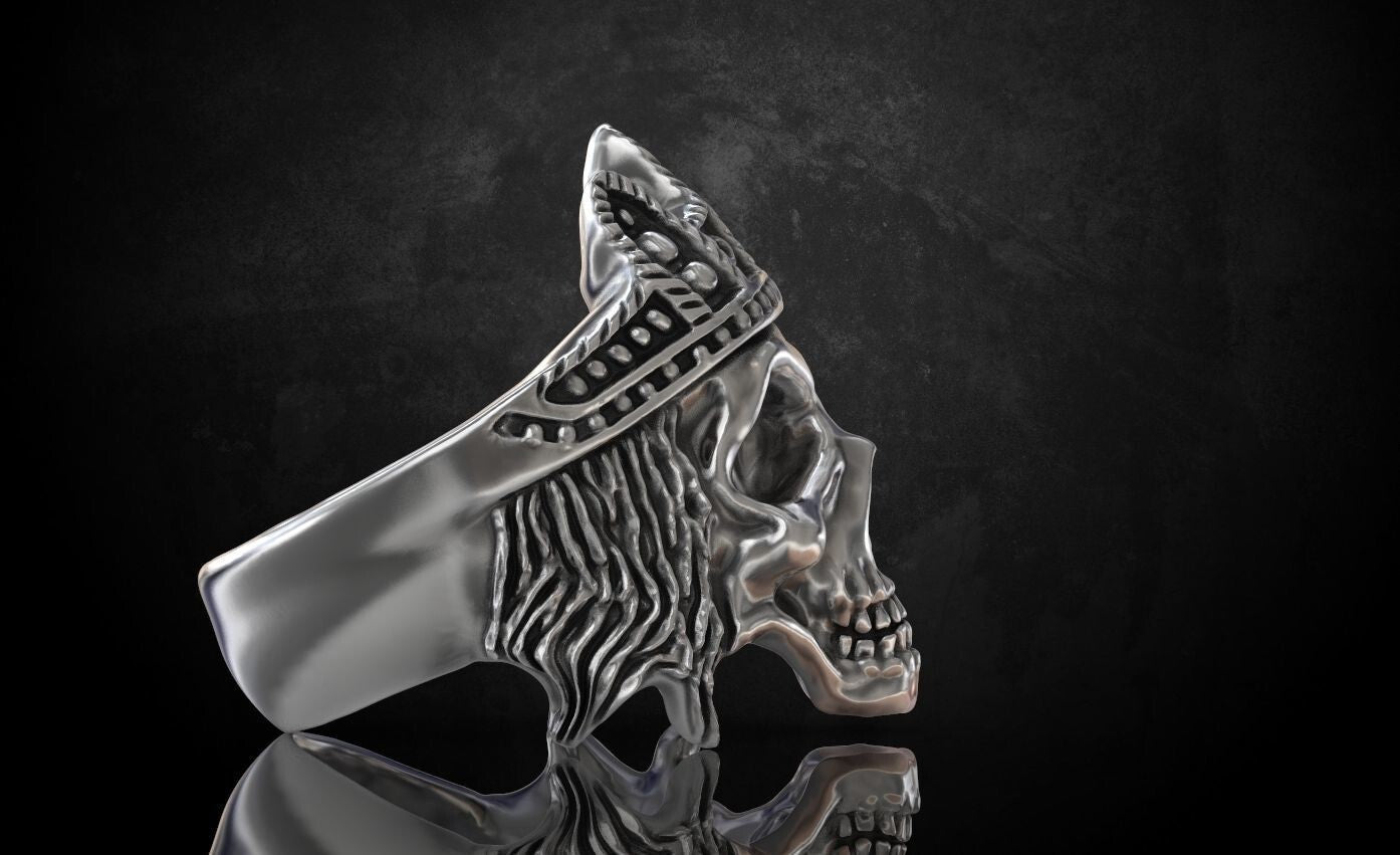 Biker Rider King Monarch Gothic Skull Crown Ring 925 Silver Skull Ring US5-15