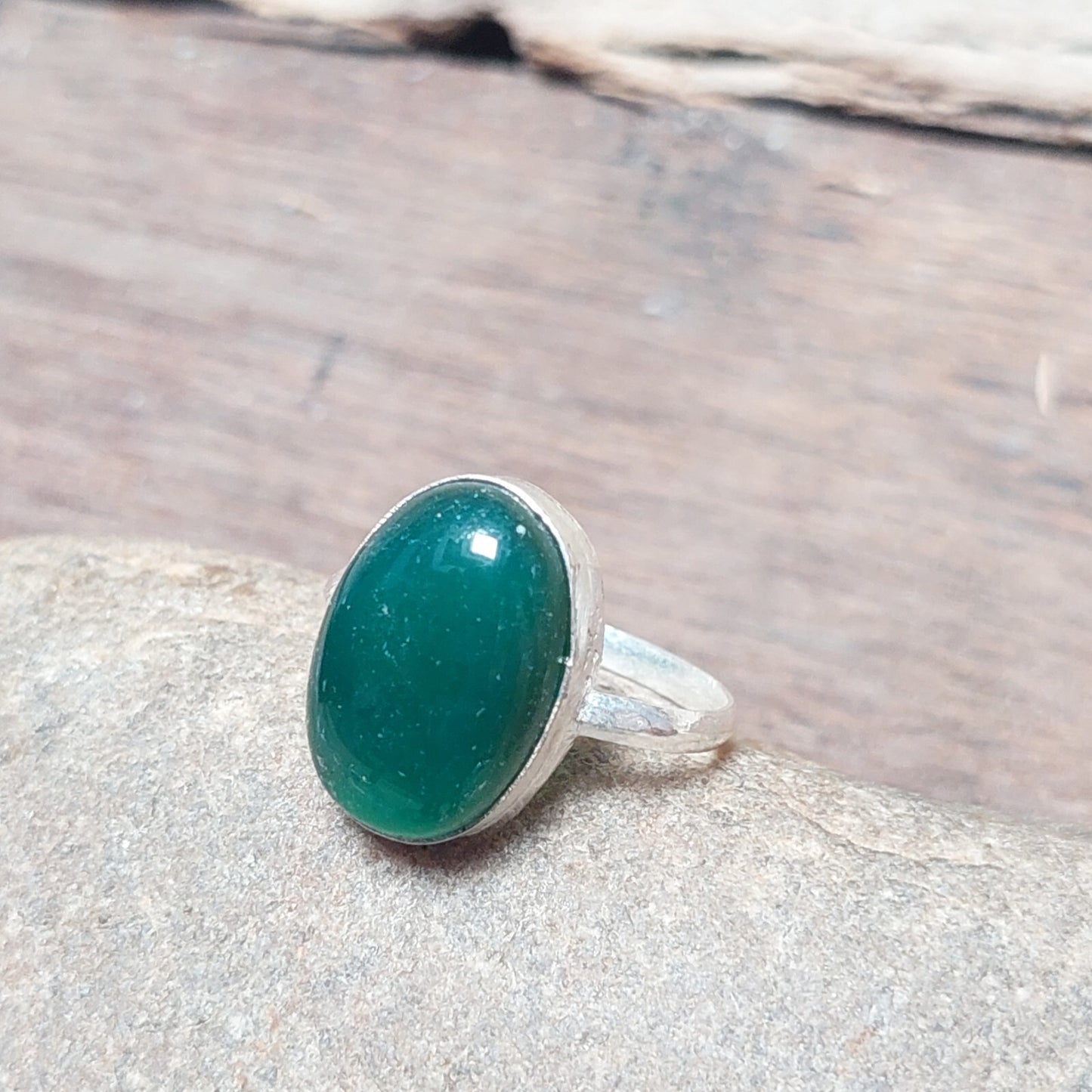 Oval Green Onyx Men's Ring,925 Sterling Silver Handmade Ring,Gift for Him