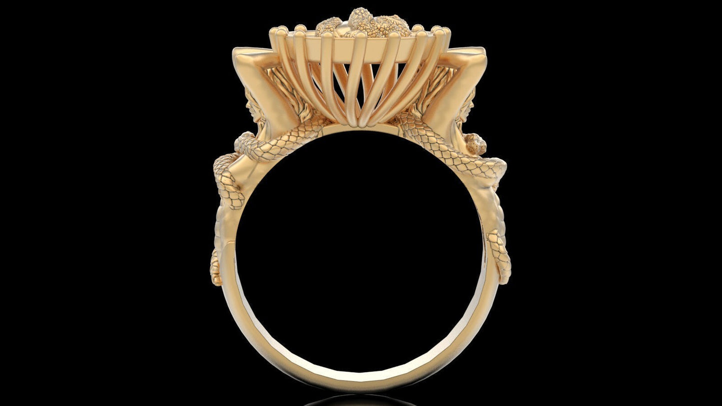 Vintage Brass Snake Skull Ring Gothic Biker Punk Women Hand Design Ring US5~15