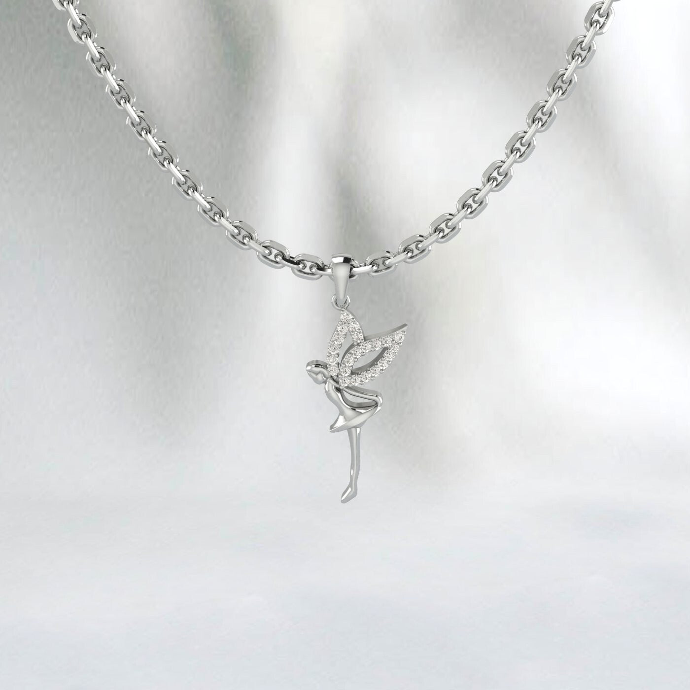 925 Silver Ballerina Pendant Angel Charm Micro Pave Diamond Pendant Dainty