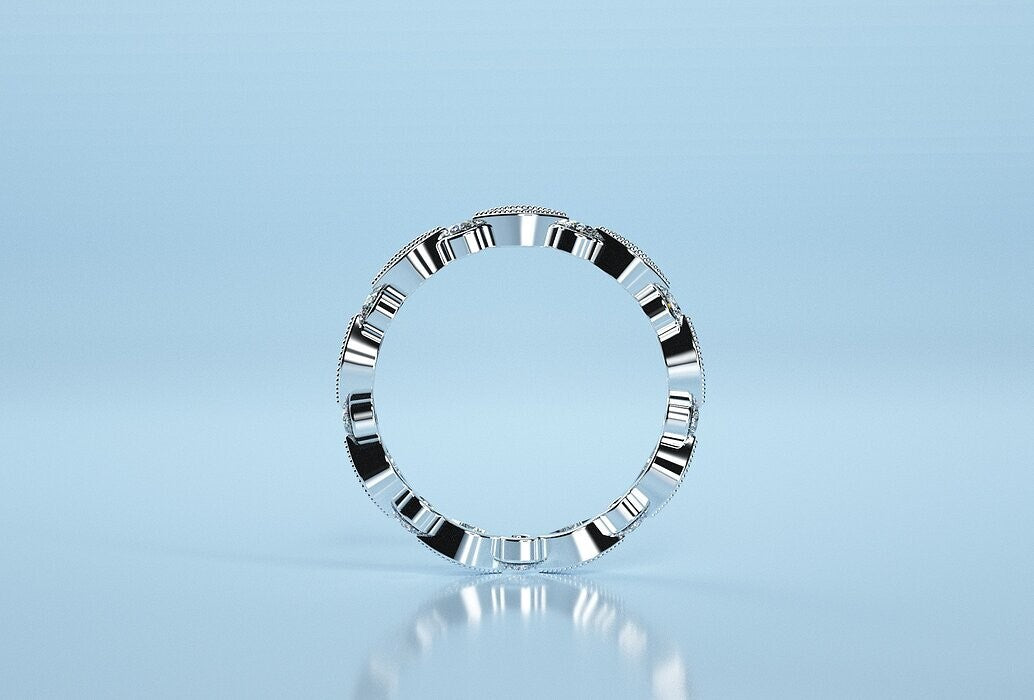 Silver Round Moissanite Eternity Wedding Anniversary Ring Band Women US5-15 Gift