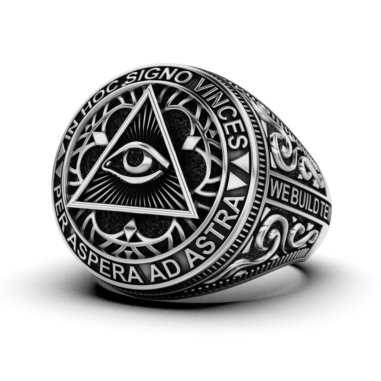 Masonic Freemason Third Eye 925 Sterling Silver Men's Biker Ring US7-15 Gift Men
