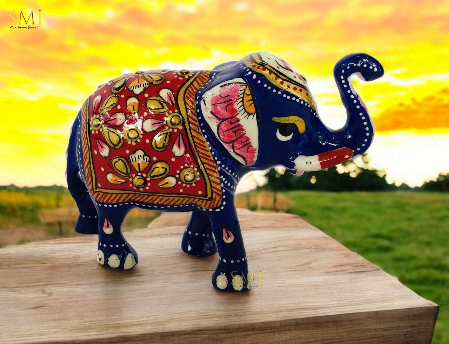 Meenakari Painted Ramu Elephant - Symbol of Luck & Prosperity Decor Animal Lover